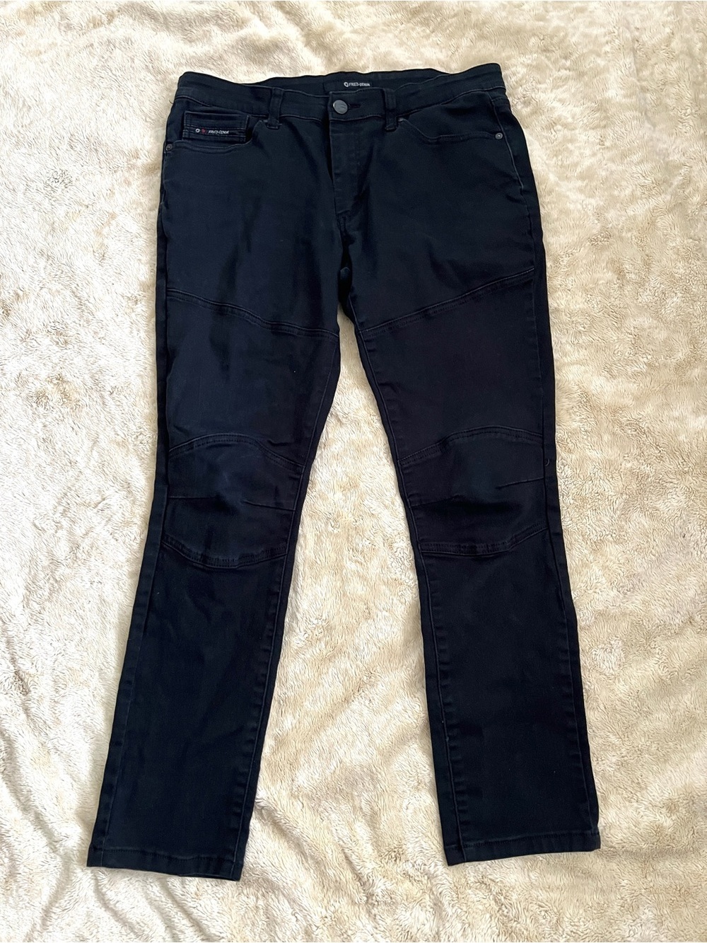 FRIED-DENIM Men's Black Moto Skinny Jeans Size 34x30